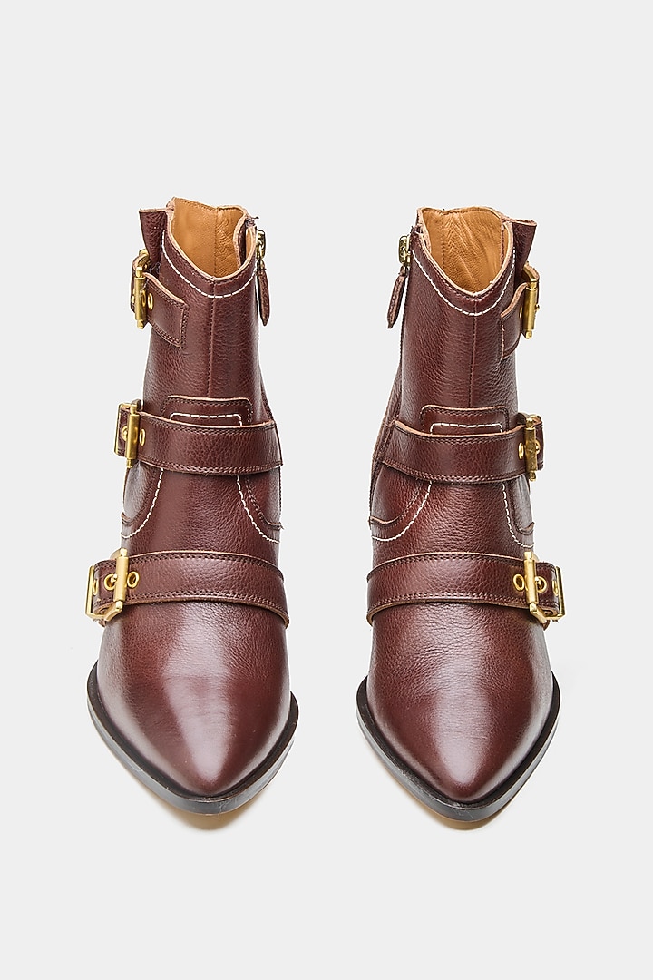 Brown Genuine Leather Ankle Boots by Oroh at Pernia's Pop Up Shop